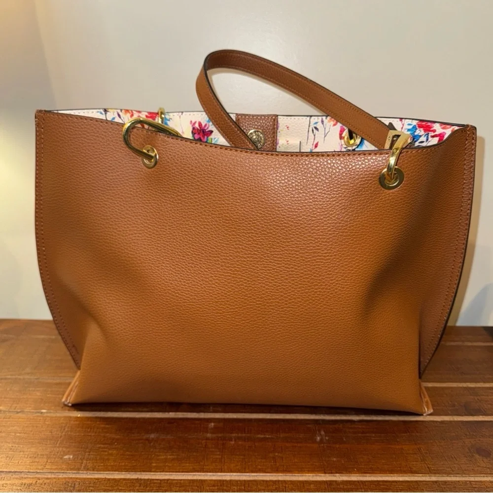 Steve Madden Brown Faux Leather Tote Bag Floral inside‎ - Picture 4 of 6